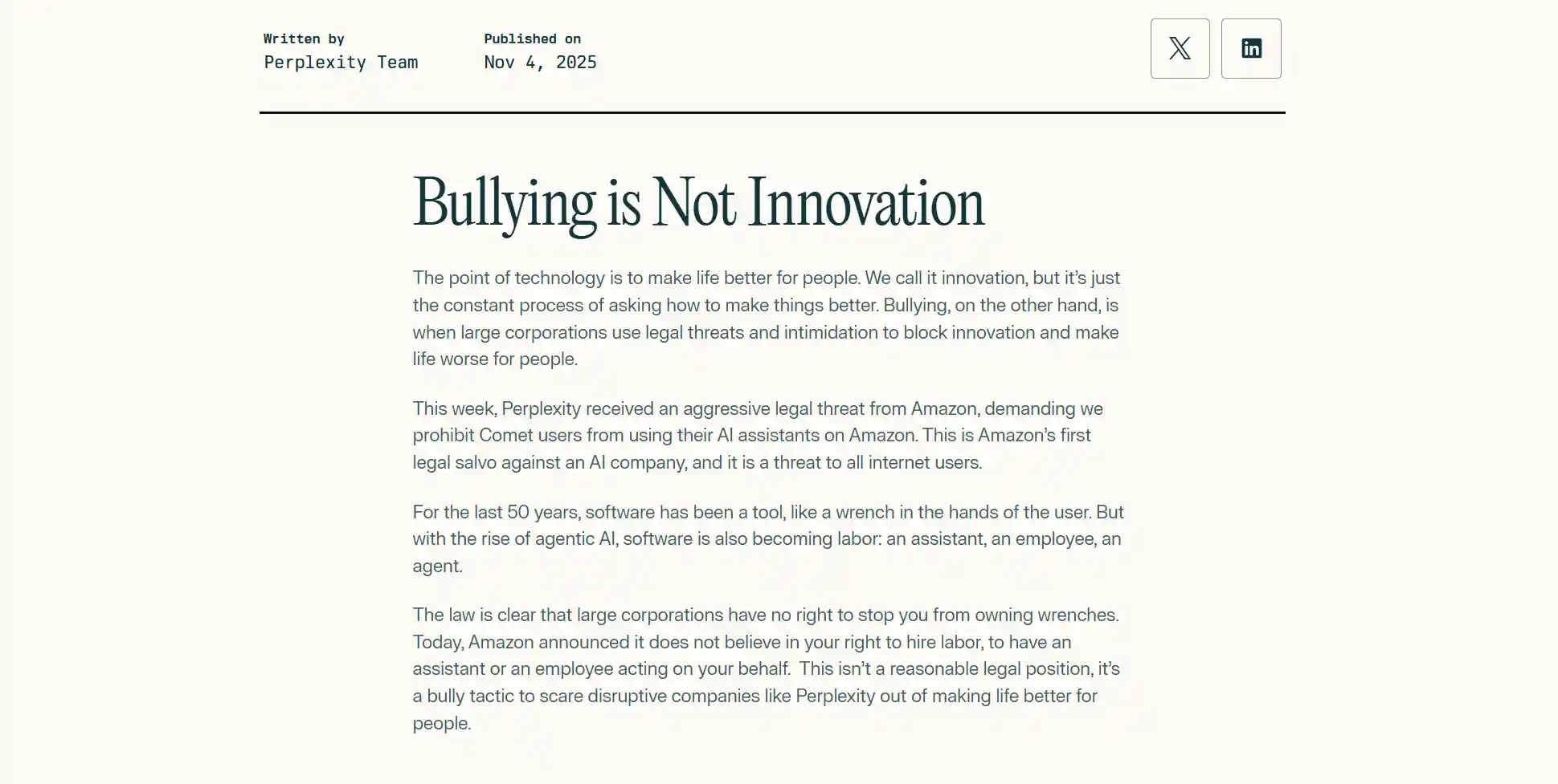 亚马逊怒怼Perplexity：AI代理请即刻离场！