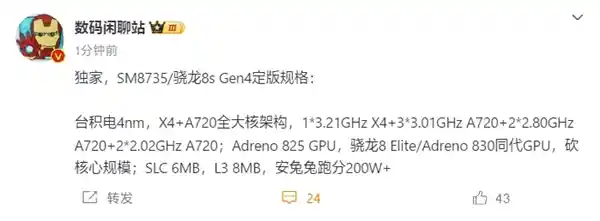 高通骁龙8s Gen4震撼来袭：4nm全大核设计，跑分飙升突破200万大关！