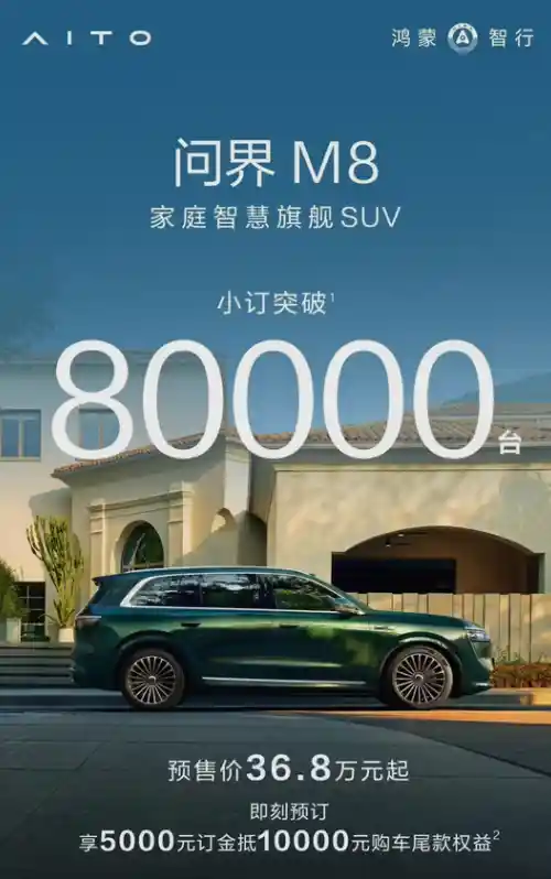 [一鸣惊人！问界M8小订量破8万彰显鸿蒙智行实力]