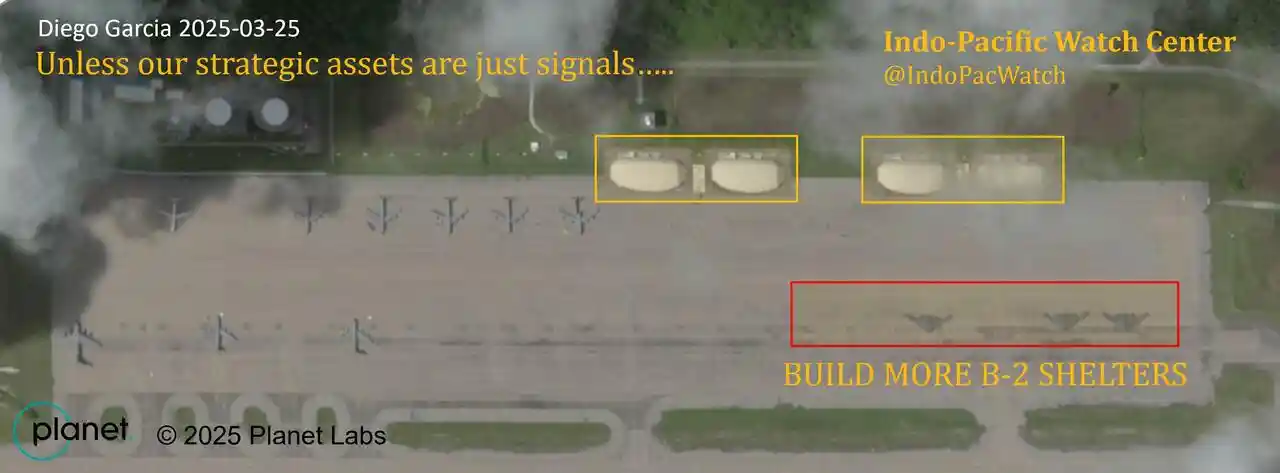 《隐形炸弹集结！卫星锁定美B-2轰炸机秘密部署不沉航母》