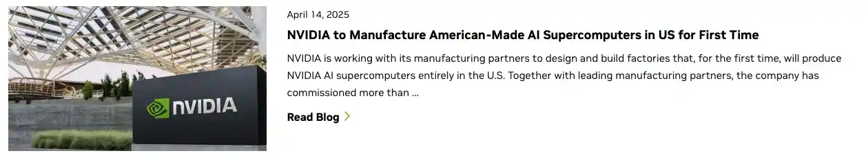 英伟达启动美国本土AI服务器产业链，预计4年内创造5000亿美元产值