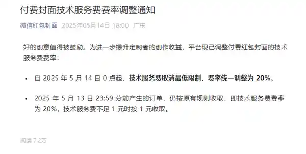 微信红包封面服务费大变革：告别最低门槛，全新20%统一费率上线