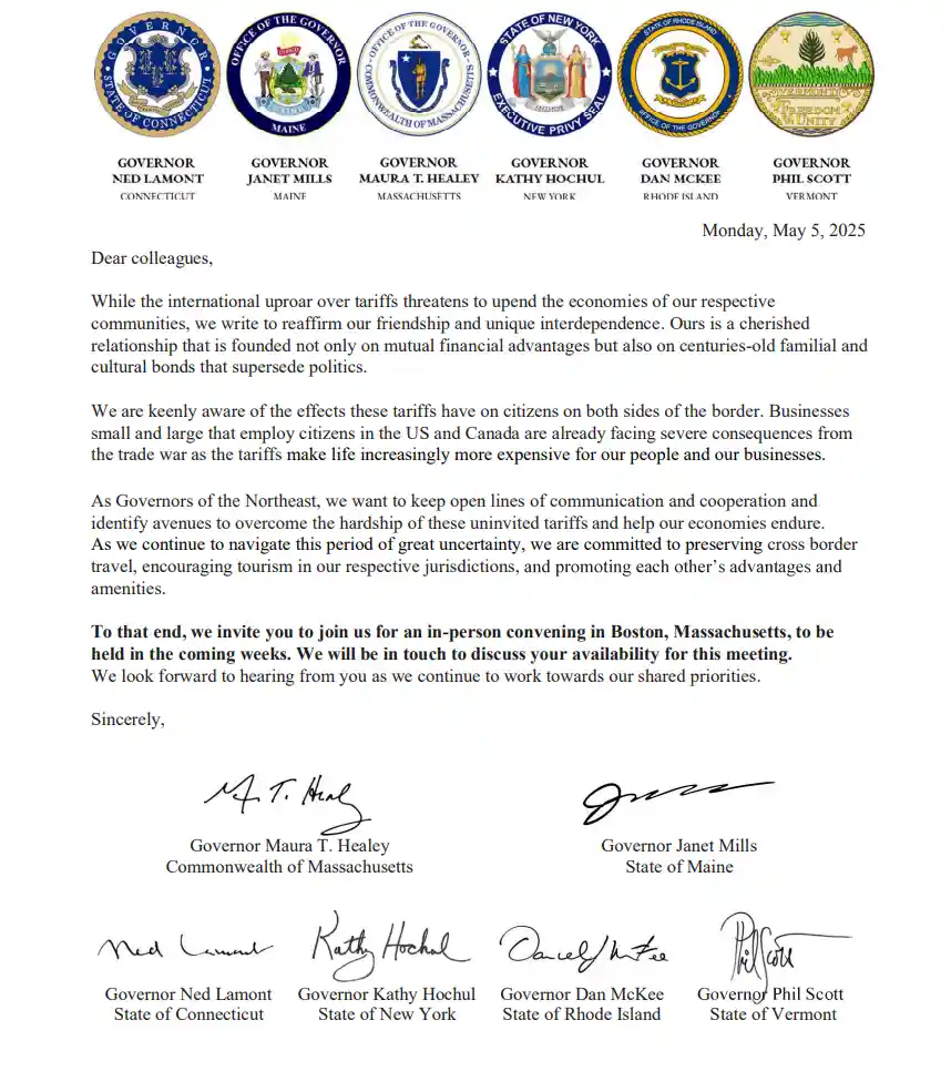 美六州长联名抨击特朗普关税政策 邀加官员共谋跨境合作新路径