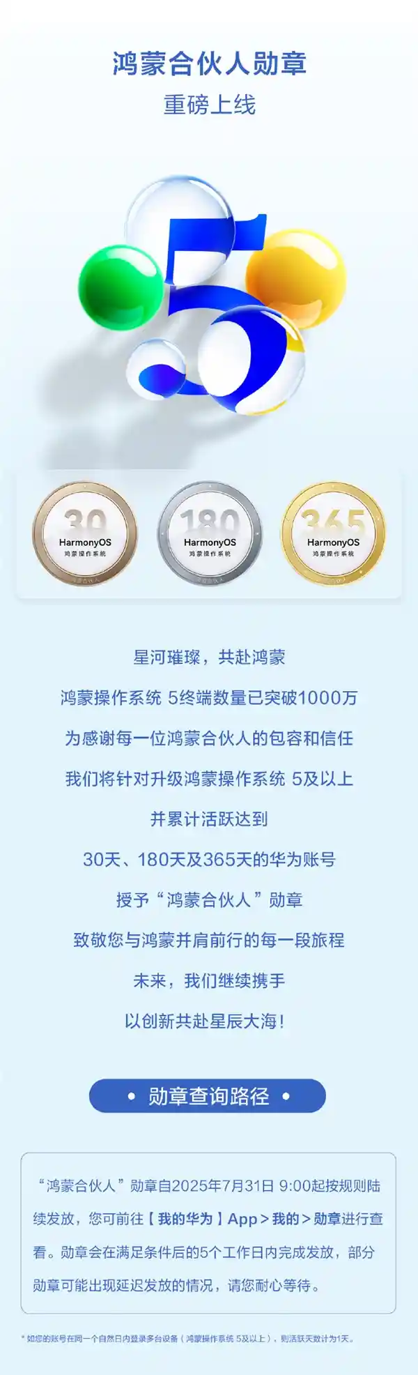 鸿蒙5重磅升级，合伙人勋章上线，活跃即享专属福利