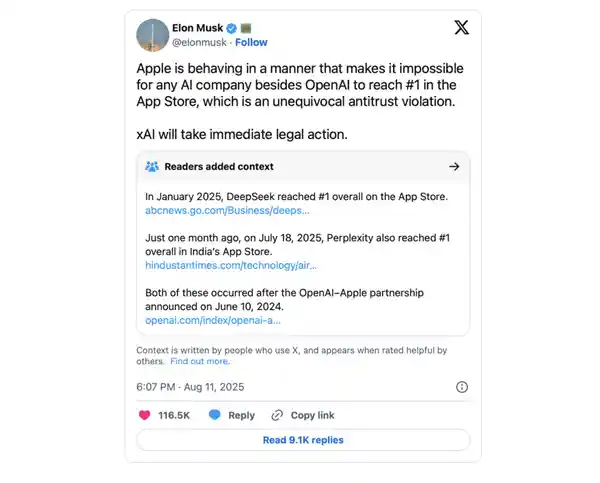 马斯克怒怼苹果偏袒OpenAI，网友神回复：DeepSeek才是真王者！