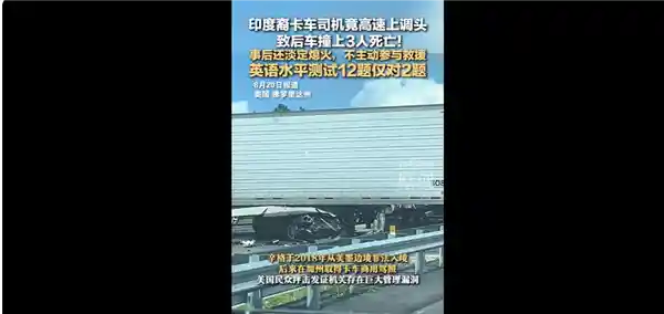印度裔司机高速违规调头致3死，事后冷漠熄火不救援引争议