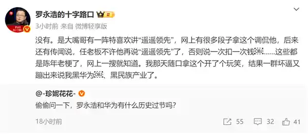 罗永浩怒怼遥遥领先梗：我与华为无恩怨，何来黑民族产业？
